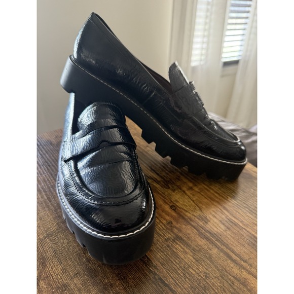Franco Sarto Women's Balin Lug Sole Chunky Loafer Black Shoes‎ 9.5M - Picture 1 of 8